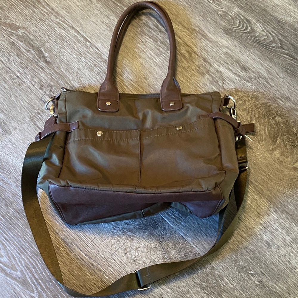 Green and Brown canvas travel  Bag